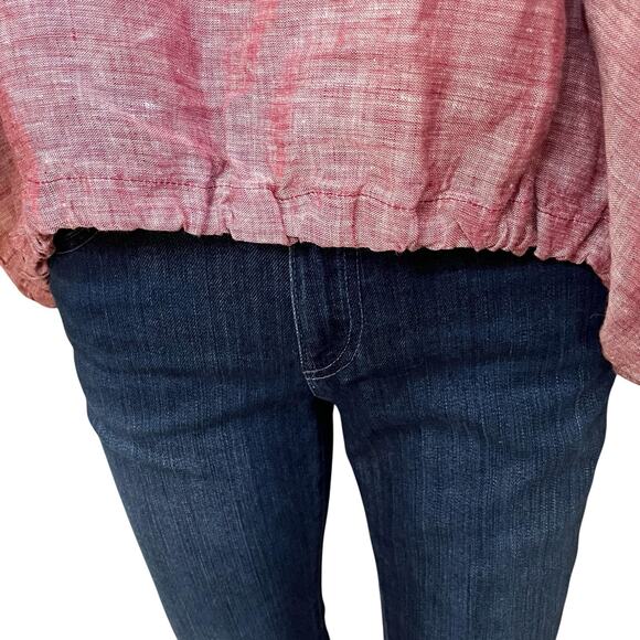 Bryn Walker Gianna Linen Top XL Red Lagenlook Relaxed Fit Balloon Sleeve Casual - Picture 5 of 12